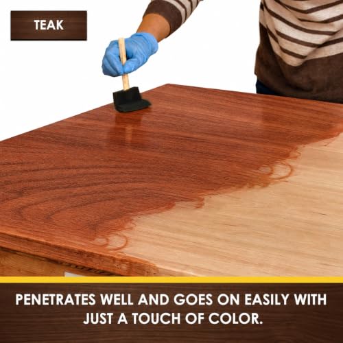 DWIL Water-Based Wood Stain - Teak Finish, Fast Dry, 8.5oz - No Tool Included