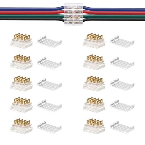 SLLHUT 4-Pin Low Voltage Wire Splice Connectors for 20-24 AWG LED & RV Wiring — 10 Pcs