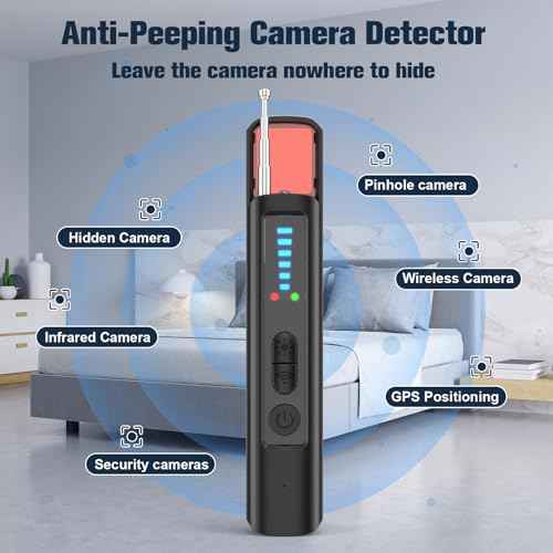 Hidden Camera Detectors, Portable Camera Detectors, Bug Detector Rf Wireless Signal Scanner, GPS Tracker Detector for Home, Hotel, Travel, Office, Bathroom, 6 Levels Sensitivity