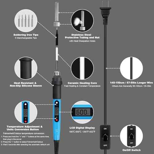 Kodilin 80W Soldering Iron Kit Digital Jewelry Soldering Kit for Electronics Adjustable Temperature Soldering Gun Kit, Micro Soldering Pen