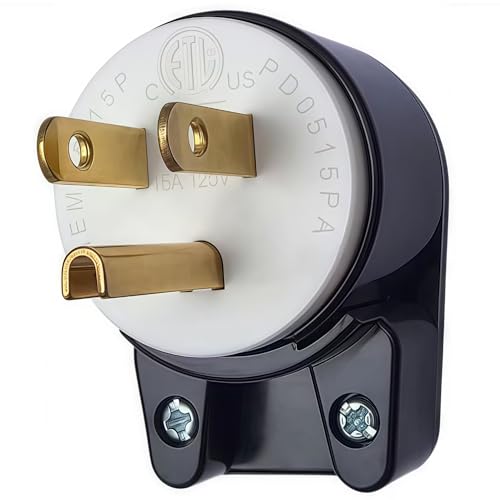 HUALRPLUG 3-Pack NEMA 5-15P 15A 125V AC Male Power Plug, 90° Adjustable 12-Direction