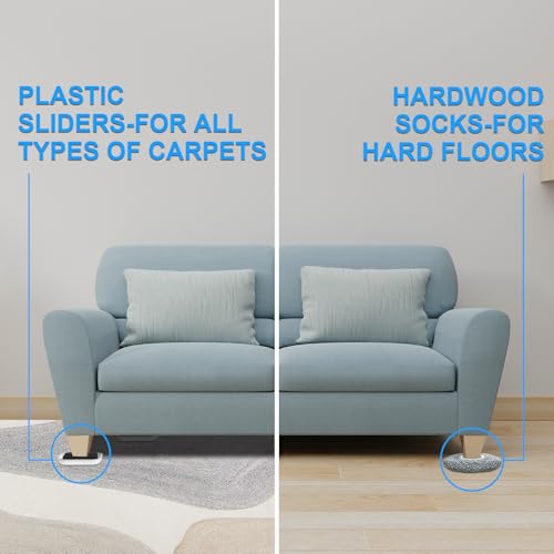4.3in Multi-Surface Furniture Sliders 3-in-1 Kit with Plush Socks & Extender (8+4+1 Pack) - Easy Furniture Moving