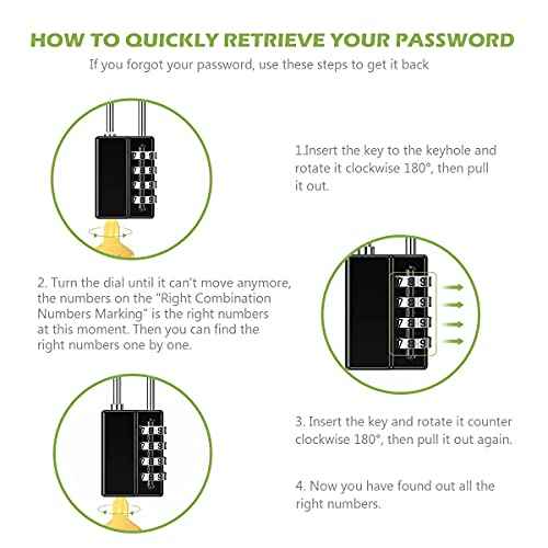 KeeKit Combination Padlock, 4 Digit Combination Lock with Keys, Resettable Waterproof Gate Lock for Locker, Gym, Fence, Case, School & Employee Locker, Toolbox ? 4 Pack, 2 Keys, Black