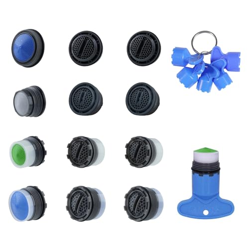 Hibbent 12 Pcs Faucet Aerator Set with 6 Wrench Keys for Sink, M16.5-24mm - Easy Installation