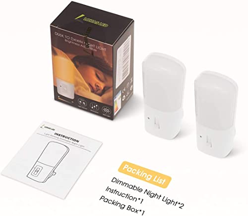 LOHAS-LED Warm Dimmable Plug-in Night Light 2-Pack with Auto Dusk to Dawn Sensor