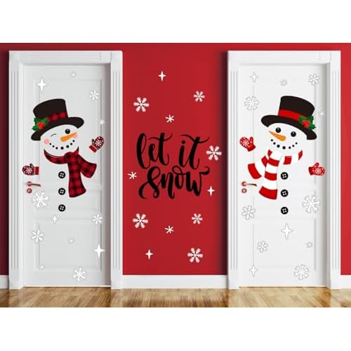 IMISHM 6 PCS Christmas Door Decorations Removable Christmas Wall Stickers Christmas Door Stickers Christmas Window Stickers for Christmas Winter Home Indoor Decorations