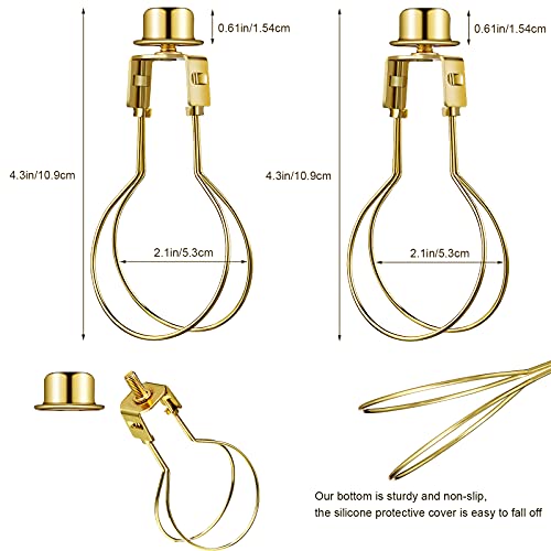 Honoson Golden Bulb Lamp Shade Clip Adapter with Finial - Set of 2