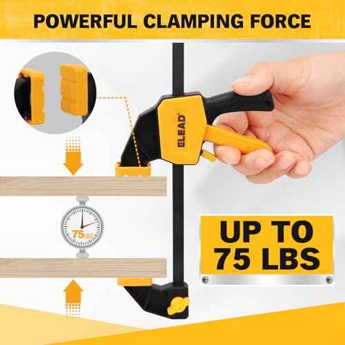 6" Mini Bar Clamps for Woodworking, 2-Piece One-Handed F Clamp/Spreader, 75LBS Load Limit Wood Clamp, Quick Release Grip Clamps for Table Wood Working, Light-duty Tools