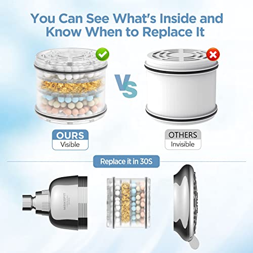 MakeFit Chrome Filtered Shower Head with 7 Settings - High Pressure Rain Shower for Hard Water