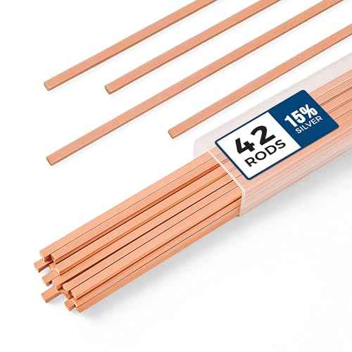 42 pcs Brazing Rods AWS BCuP-5 15% Silver Solder Phos Copper Brazing Alloy Flat Welding Rods 0.050"x1/8"x10" for HVAC, Refrigeration, and Industrial Applications