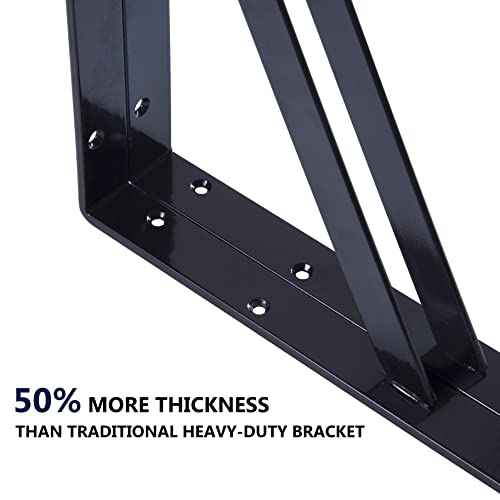 8-Pack 18 Inch Heavy Duty Shelf Brackets, Thicken Wall Bracket for Garage Floating Storage Shelves, 90 Degree Triangle Large L Bracket, Black Powder-Coated Steel