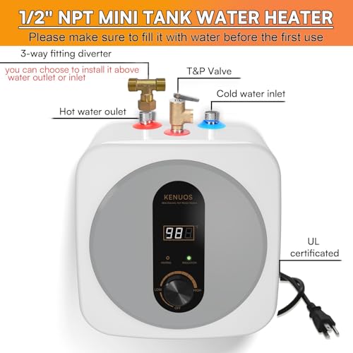 KENUOS 2.5 Gallon Under Sink Instant Hot Water Heater Gray 11.5x11.5x11in 120V