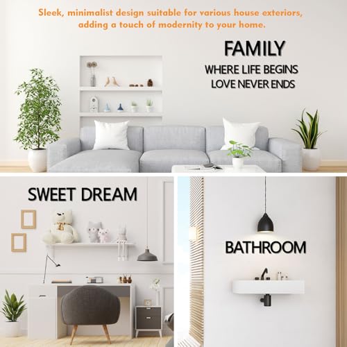 Monlyey 4 Inch Self Adhesive House Numbers - Black Acrylic Exterior Address Letters & Numbers for Garden, Mailboxes, Rooms, Apartments, Hotels (A)
