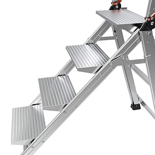 Little Giant Ladders, Jumbo Step, 4-Step, 3 foot, Step Stool, Aluminum, Type 1AA, 375 lbs weight rating, (11904), Gray