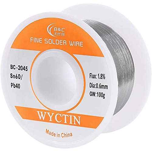 WYCTIN 60-40 Tin Lead Solder Wire with Resin Core for Electrical Repair Soldering 0.6mm 100g