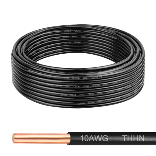 YDDECW 10 Gauge THHN Copper Electrical Wire 25FT Black - Building & Industrial
