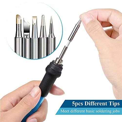 Soldering Iron Kit Electronics - FEITA Adjustable Temperature Solder Iron AC110V 60W with 5Pcs Different Solder Tips, Soldering Stand, Solder Wire for Variously Electronic Repair