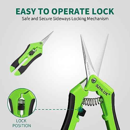 SZHLUX 1-Pack Pruning Shears, 6.5'' Gardening Hand Pruner, Professional Pruning Scissors with Straight Stainless Steel Precision Blades