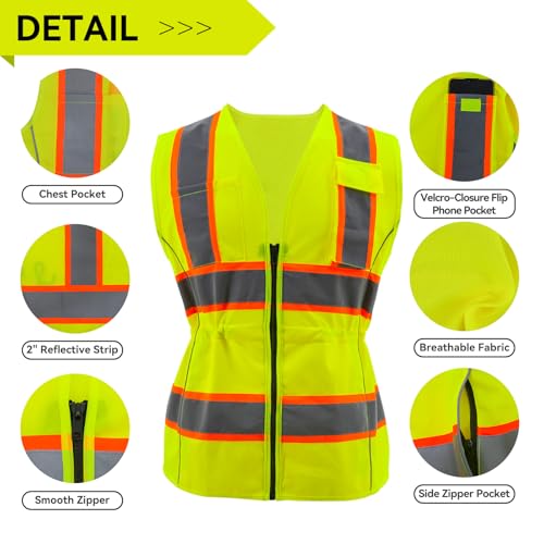 Safety Vest Reflective for Woemn High Visibility Construction Vest