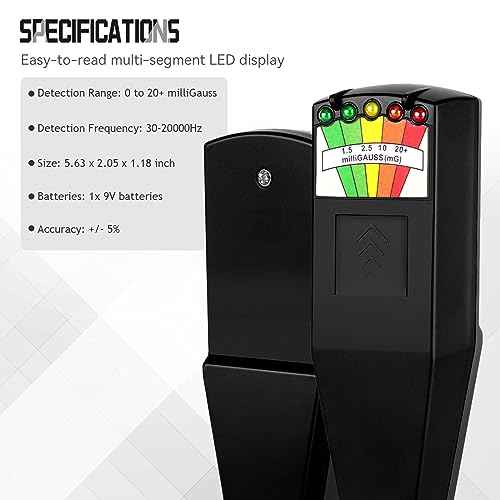 color tree Handheld LED EMF Magnetic Field Ghost Hunting Detector Electromagnetic Paranormal Equipment Tester 50Hz-20,000Hz Black