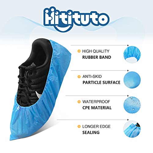 Hitituto Disposable Waterproof CPE Shoe Covers 100 Pcs Non-slip Large Fit for Men US 11 & Women US 13