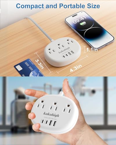 Kakahigh White 5FT USB-C Extension Cord with Surge Protection