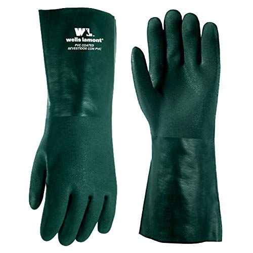 Wells Lamont Heavy Duty 14¡± PVC Coated Work Gloves | Chemical & Liquid Resistant, Cotton Lined | Men's Large (167L)