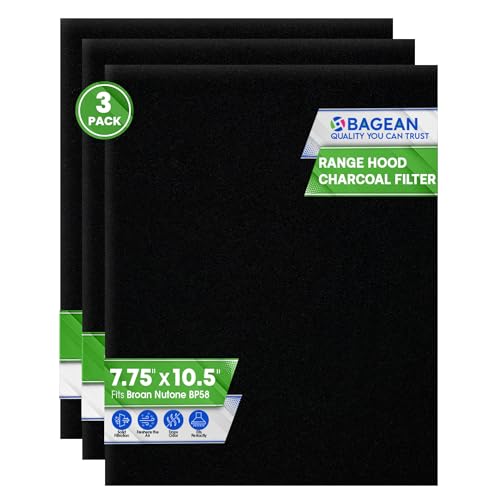 Bagean Range Hood Charcoal Filter 7.75 x 10.5 in BP58 3-Pack for Broan/Nutone