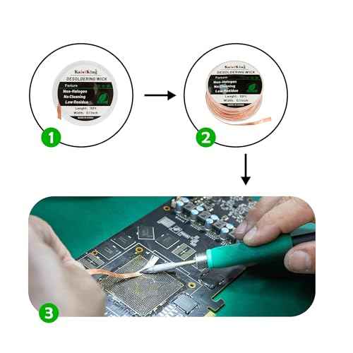 Kaisiking Solder Flux Solder Wick for Electronics Soldering, No Clean Soldering Flux for PCB, SMD & DIY Projects, 0.1" Braided Copper Desoldering Wick & 10cc Flux Paste