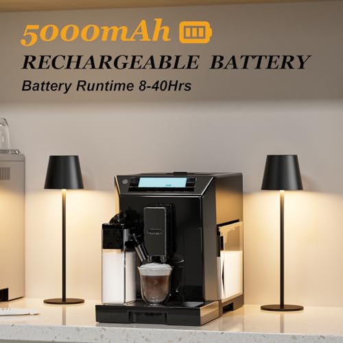 Black Matte Rechargeable Cordless Table Lamp Set with Touch Control & 3 Color Modes