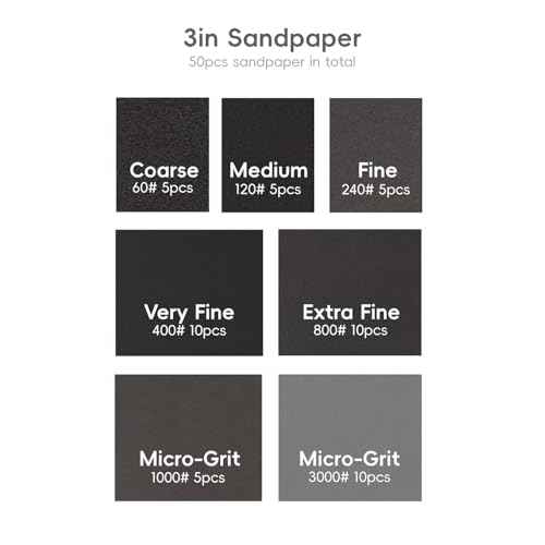 57pcs Polishing and Sanding Kit for Headlight Restoration 3 Inch Sanding Discs with 7 Grit Sandpapers (60 to 3000) for Automotive, Wood, Metal & DIY Projects