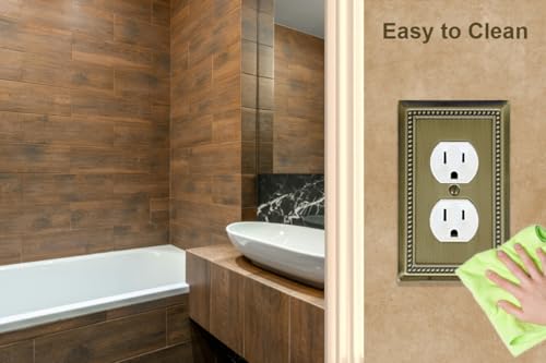OKAWYC Single Duplex Light Switch Cover Beaded Antique Brass Wall Plate 4-Pack