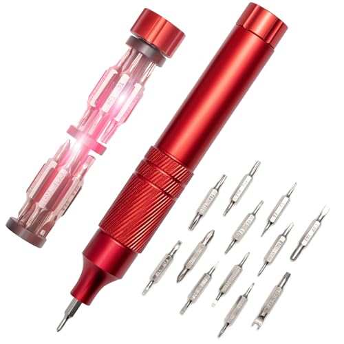 24-in-1 Precision Screwdriver Set, Magnetic Multi Bit Mini Screwdriver Set, Pen Style Repair Tool Kit for Eyeglass, Watch, Computer, Jewelry, Laptop, Phone and Electronic (Red)