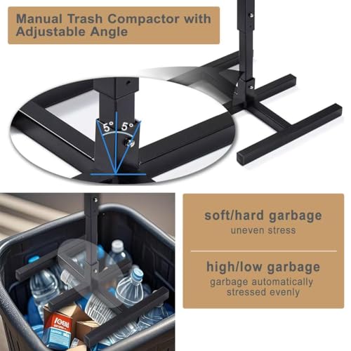 JIANFA Touchless Manual Trash Compactor - Space-Saving Waste Reducer for 32-64 Gallon Bins