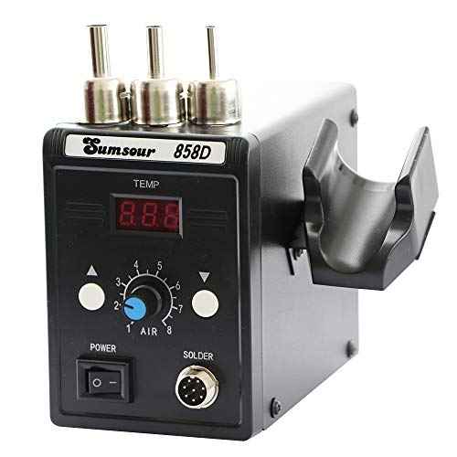 Hot Air Heat Soldering Gun 858D 700W 110V BGA Rework Solder Desoldering Station For SMD Welding Repair Tools Kit (Black 858D SET-3)