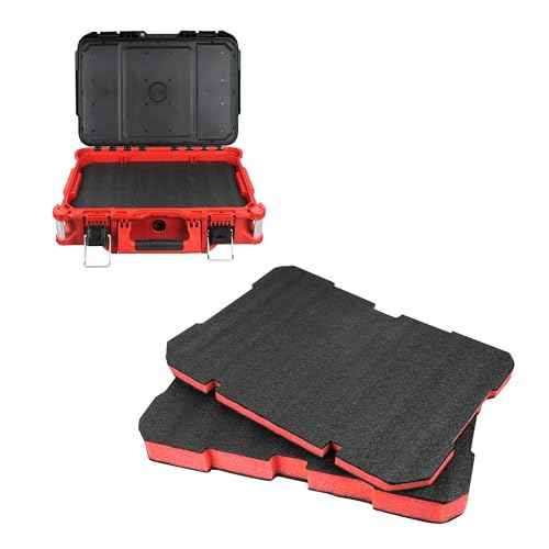 Foam Inserts Fits Milwau-kee Packout 48-22-8424 Drawer foam tool box inserts 2 pcs Black/Red