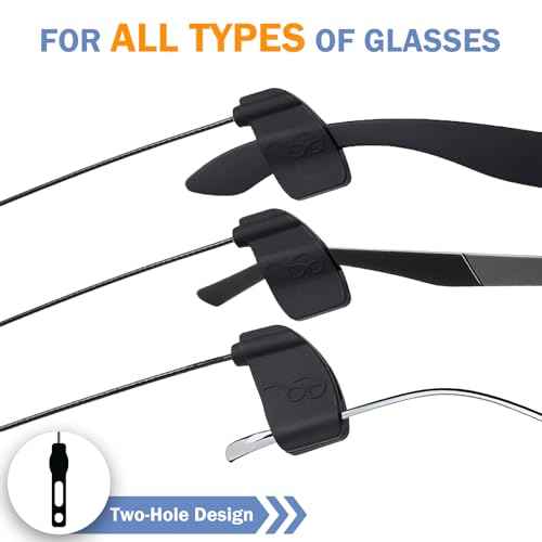 sarlar Smart Glasses Strap Sports 2 pcs for Rayban Meta Oakley Wayfarer Skyler Headliner Glasses, Adjustable AR/XR Eyewear Retainer Strap Holder for Kids Women Men, Lanyard String Chain Around Neck