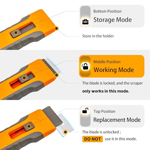 Razor Blade Scraper Tool with 15pcs Extra Blades, Cleaning Razor Scraper for Glass, Glass Top Stove Scraper for Oven Door, Cooktop Scraper, Glass Scraper Cleaning Paint from Glass