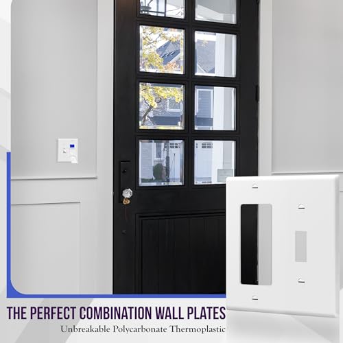 Enerlites 2-Gang White Decorator & GFCI Wall Plate, Standard Size, Screw-In