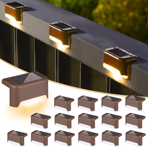 SOLPEX Solar Deck Lights Outdoor 16 Pack Warm White Waterproof Step Lights