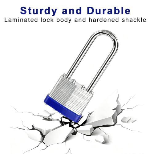 SEPOX Heavy Duty Outdoor Padlock 2PCS Keyed-Alike, 1-9/16 Inch Extra Long Shackle