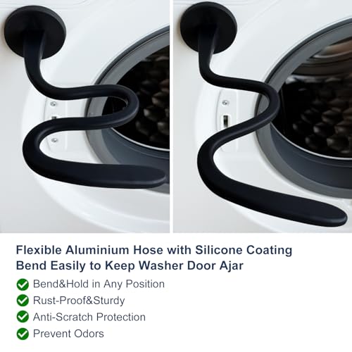 Levoshua Front Load Washer Door Prop with Flexible Hose - Black