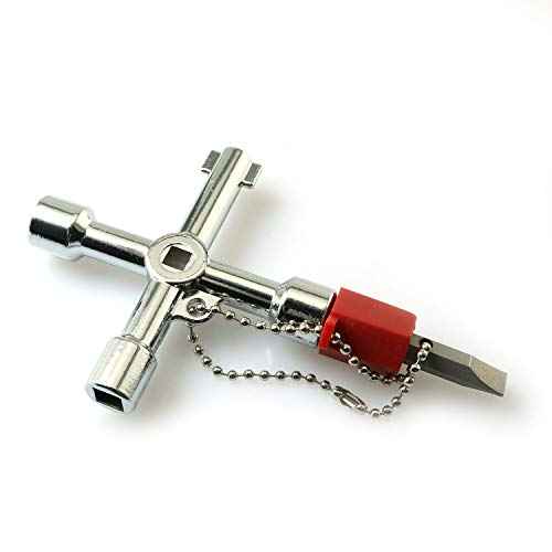 RLECS 4 Way Cross Key Zinc Alloy Multifunction Triangle Wrench Key Universal Opening Key Plumbers Electricians Tool for Gas Electric Meter Cabinets Bleed Radiators