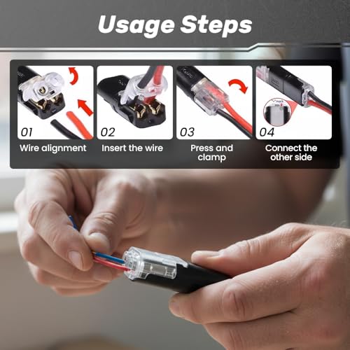 20PCS Double Wire Plug-in Connectors with Locking Buckle for 18-22 AWG Wires, Flame-Retardant Safety Housing