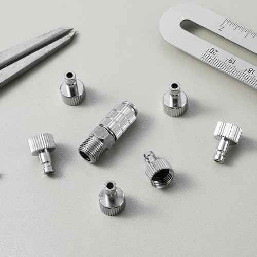 6 Pack Airbrush Quick Release Disconnect Adapter Release Disconnect Fitting Connector Male and Female Connections Adapter Adjustable Control Valve Airbrush Accessories