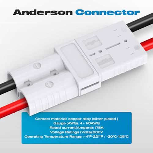Malictele 2-Pack 175A Anderson Battery Connectors 1/0 AWG Quick Disconnect Kit