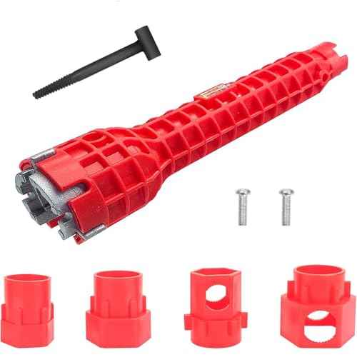 14 in 1 Faucet and Sink Installer Tool, Multifunctional Sink Wrench, Red Basin Wrench for Kitchens, Sinks, Toilets, Bathrooms, yf-14in