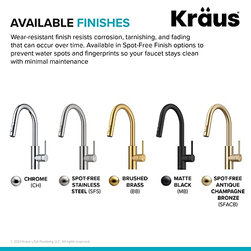Kraus Oletto Spot Free Stainless Steel Dual Function Kitchen Faucets with Pull Down Sprayer, KPF-2620SFS