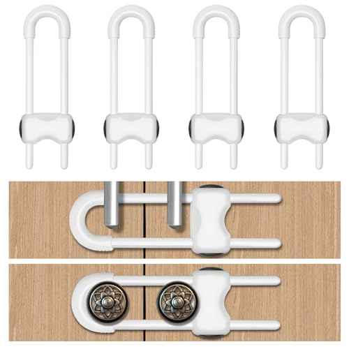 Cabinet Locks for Babies,Child Proof Cabinet Locks,4 Pack U-Shaped Baby Proofing Cabinets,Child Locks for Cabinets and Drawers,Child Safety Cabinet Locks with Adjustable(White)