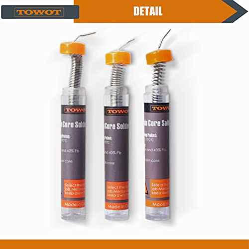 TOWOT Solder Wire with Rosin Core 3 PCS (1.2 mm/1.0 mm/0.8 mm) 10 g Tin Lead Rosin Core Flux Iron Welding Tool for Electrical Soldering